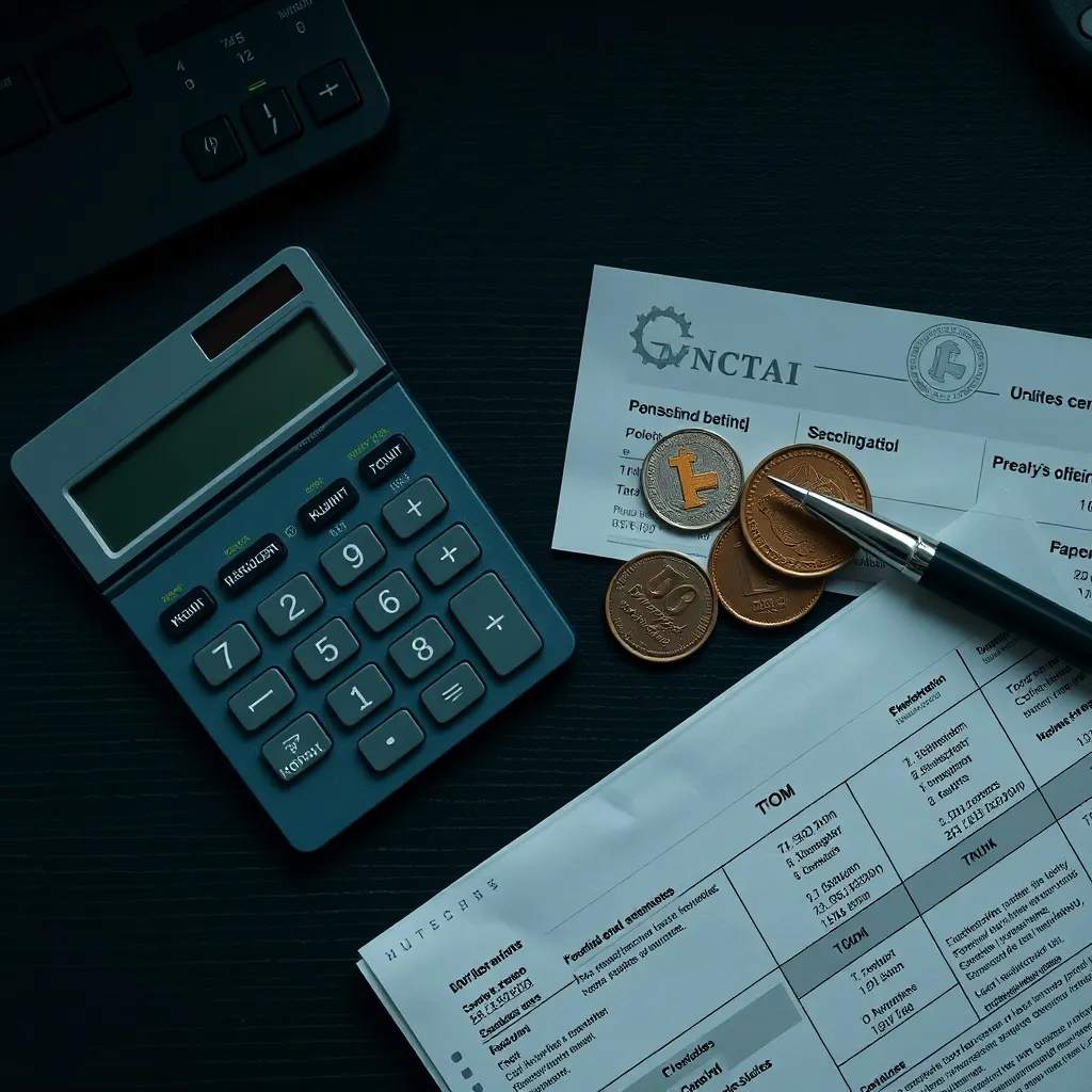 A professional, high-contrast overhead shot of a calculator,