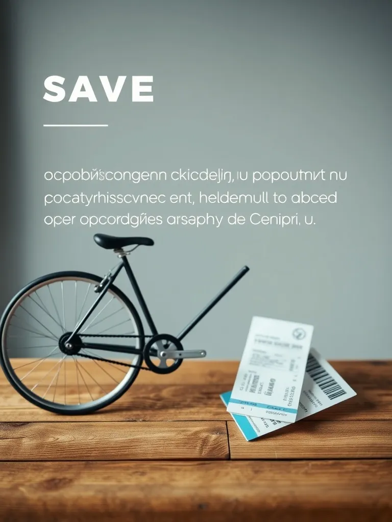 A minimalist infographic or a photo of a bicycle and a train